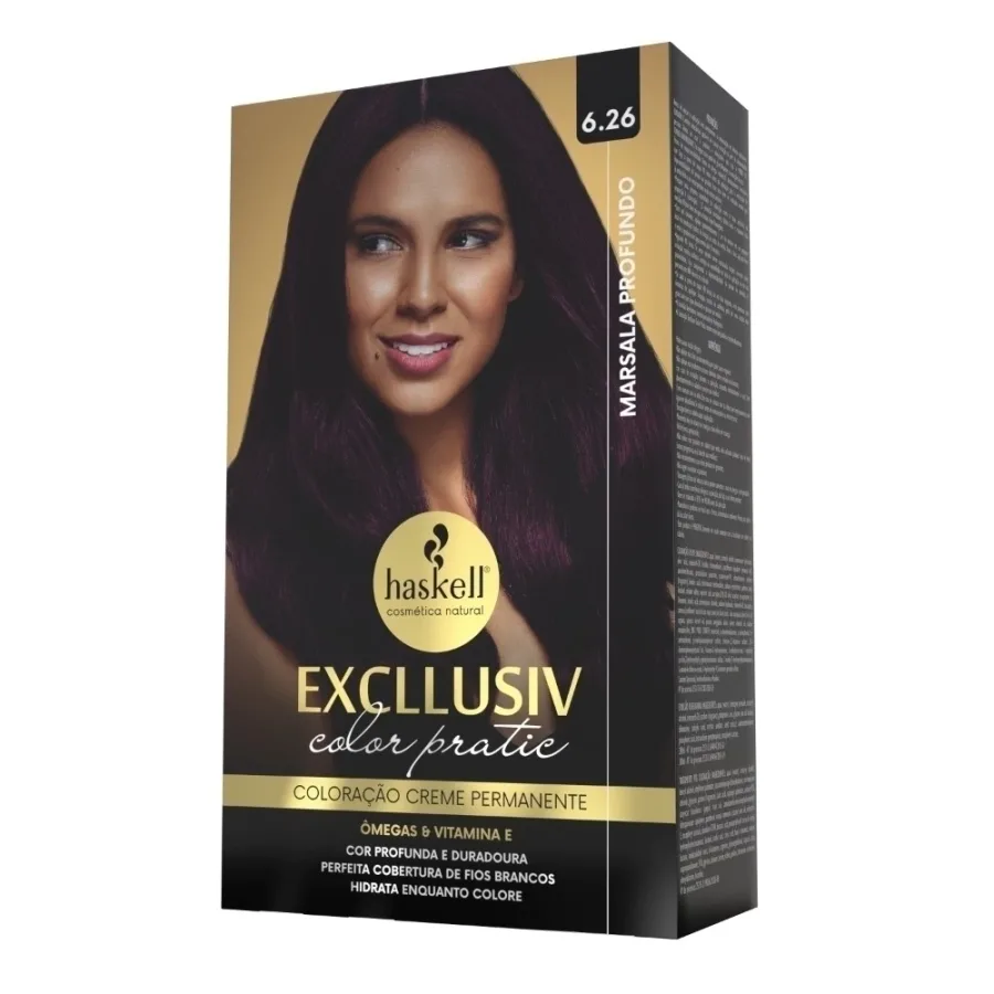 Haskell Excllusiv Color Pratic Coloração Creme Permanente 6.26 Marsala Profundo