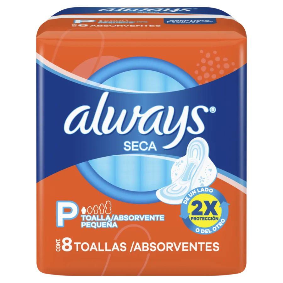 Absorvente Always Seca com Abas Tamanho P 8 Unidades