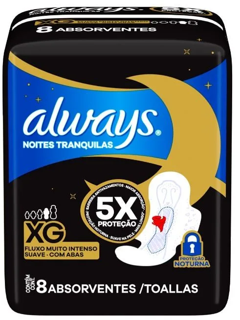 Absorvente Always Noturno Suave C/abas Xg 8und