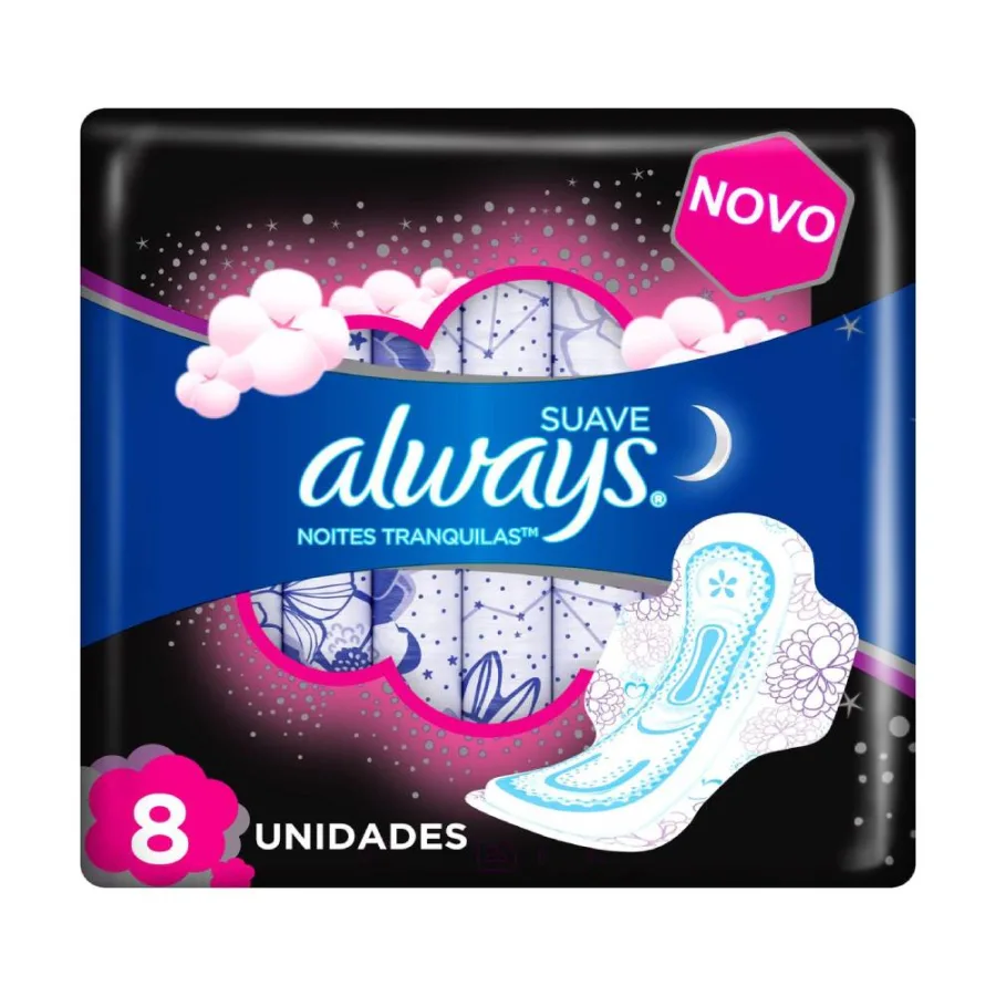 Absorvente Always Noites Tranquilas Cobertura Suave 8 Unidades