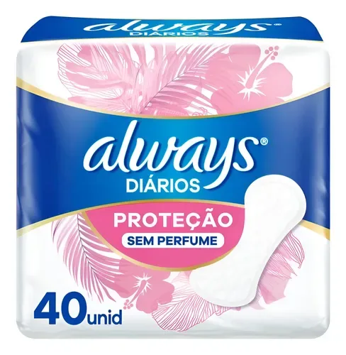 Protetor Diário Always Diários Proteção Sem Perfume 40 Unidades