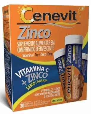 Cenevit Zinco Efervescente Vitamina C 30 Comprimidos