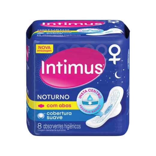 Absorvente Intimus Noturno Suave com Abas com 8 Unidades