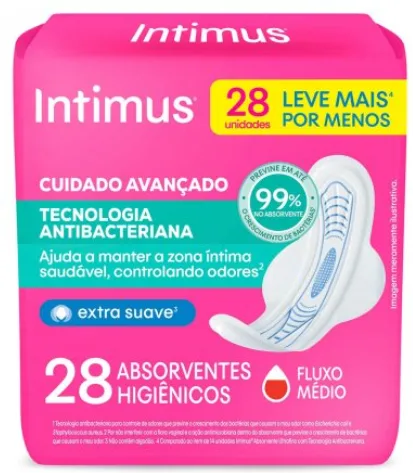 Absorvente Intimus Antibacteriano C/abas Extra Suave 28und