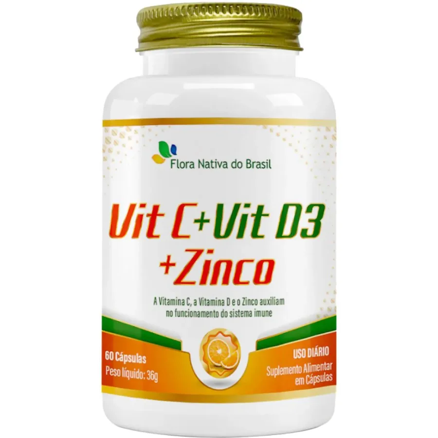 Flora Nativa do Brasil Vitamina C + Vitamina D3 + Zinco 60 Cápsulas