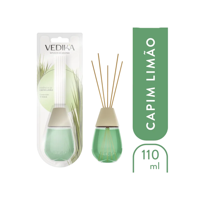 DIFUSOR DE VARETAS VEDIKA CAPIM LIMAO 110 ML