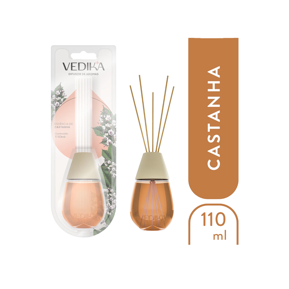 DIFUSOR DE VARETAS VEDIKA CASTANHA 110 ML