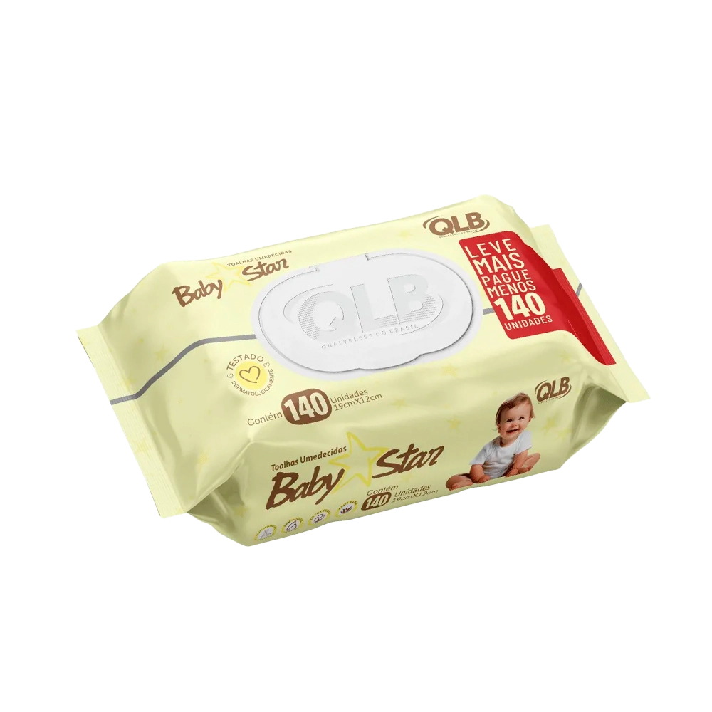 Lenço Umedecido Baby Star com 140 Unidades